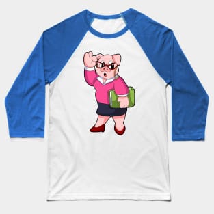 Pig as Secretary with Glasses Baseball T-Shirt